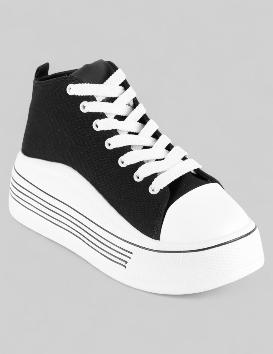 Tenis Botín Exterior Textil Color Negro Para Mujer De RBCOLLECTION