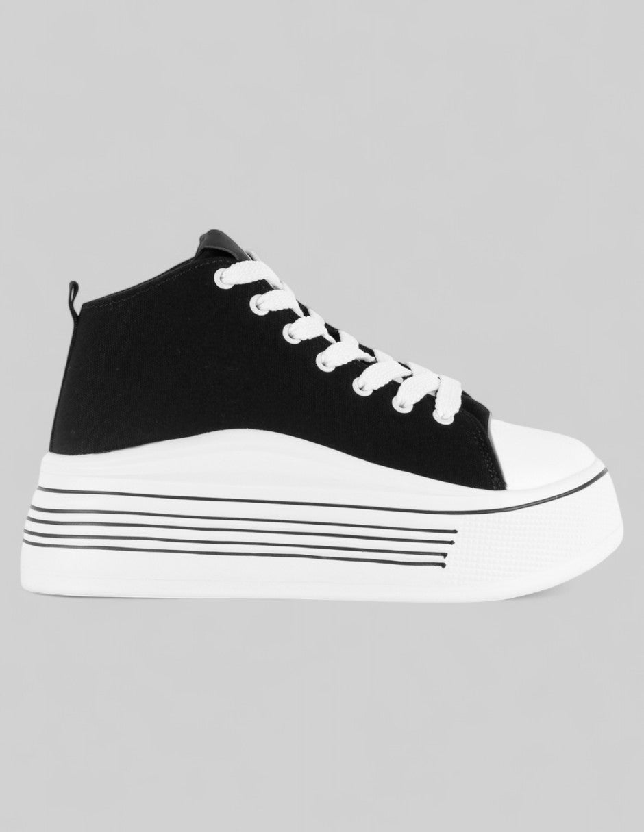 Tenis botín Italia en Textil – Negro