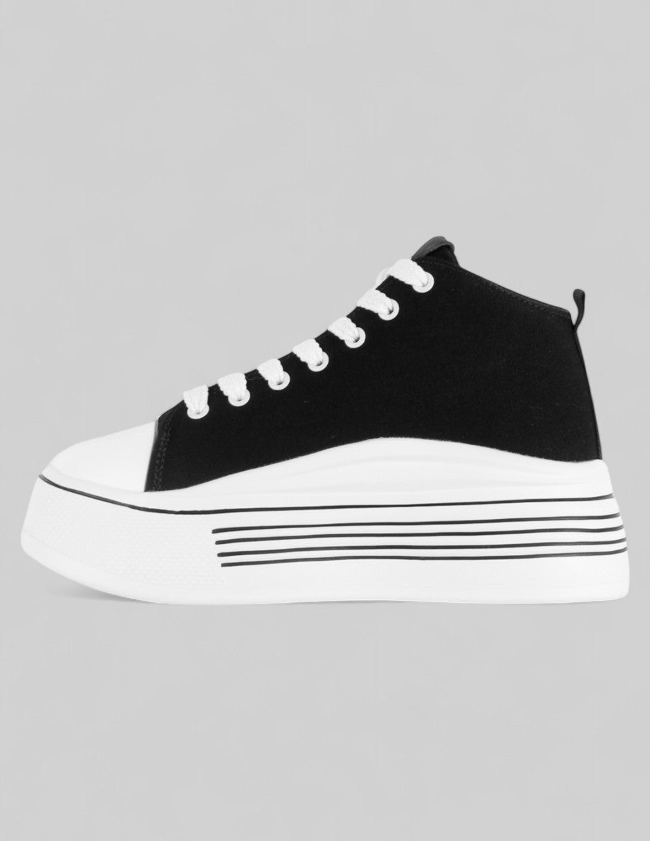 Tenis botín Italia en Textil – Negro