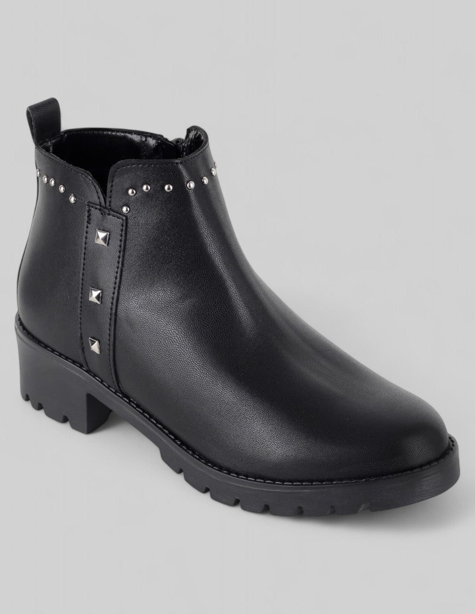 Botín con tacón Exterior Piel vegana Color Negro Para Mujer De RBCOLLECTION