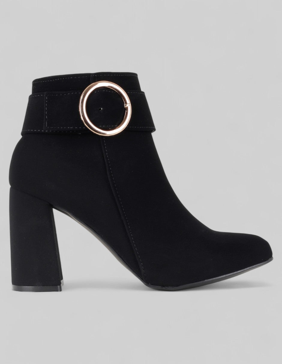 Botín con tacón Aurora en Textil – Negro