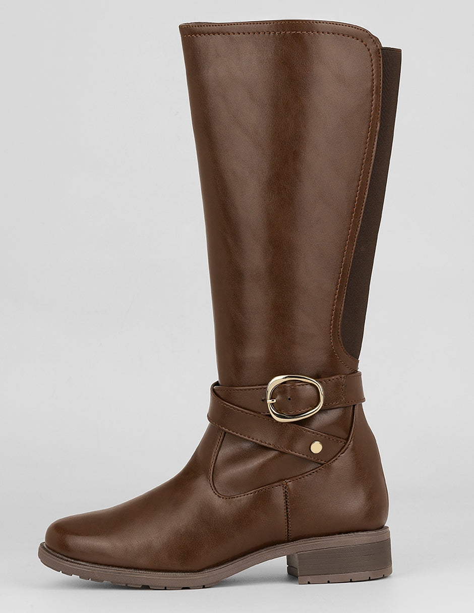 Botas altas Exterior Piel vegana Color Café Para Mujer De RBCOLLECTION