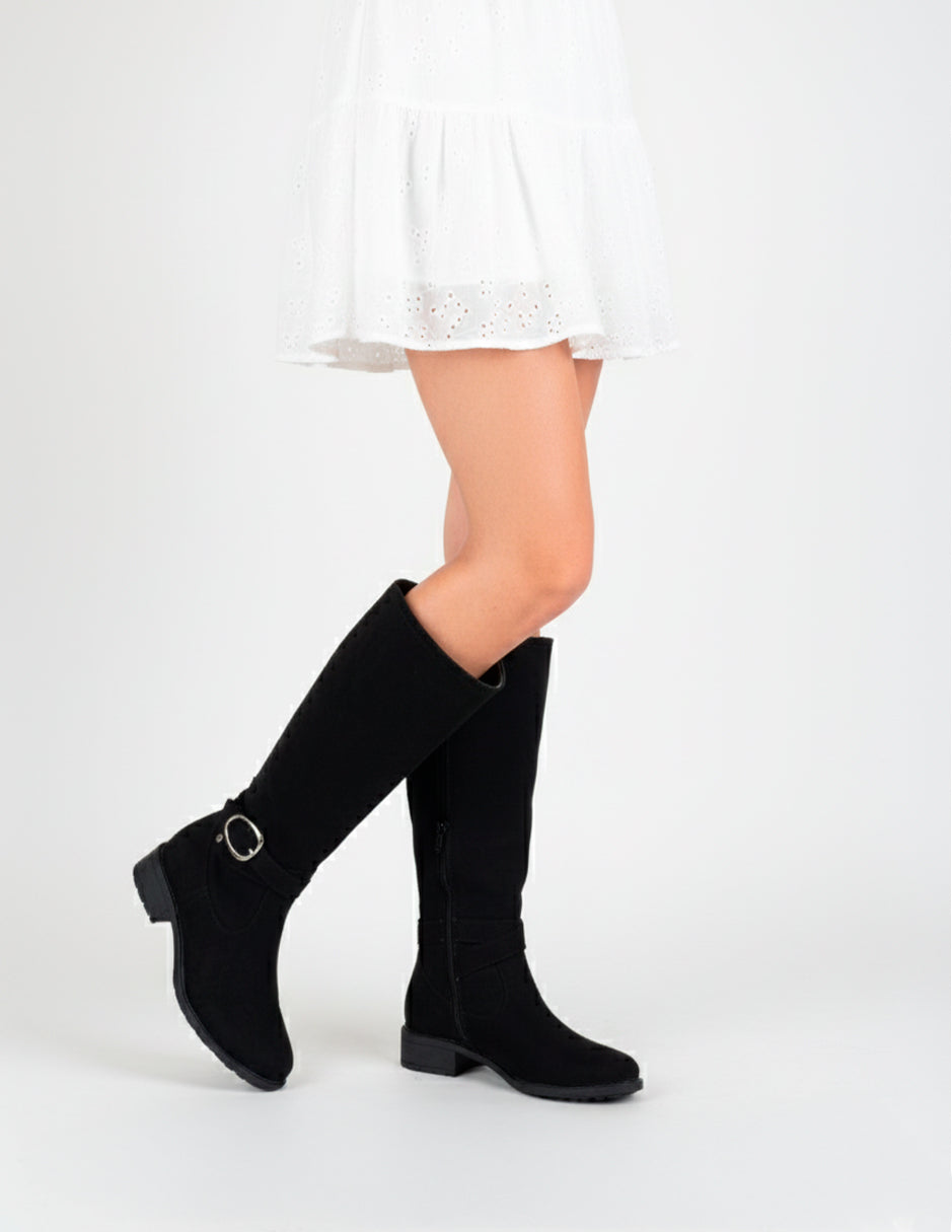 Botas altas Valk en Gamuza – Negro