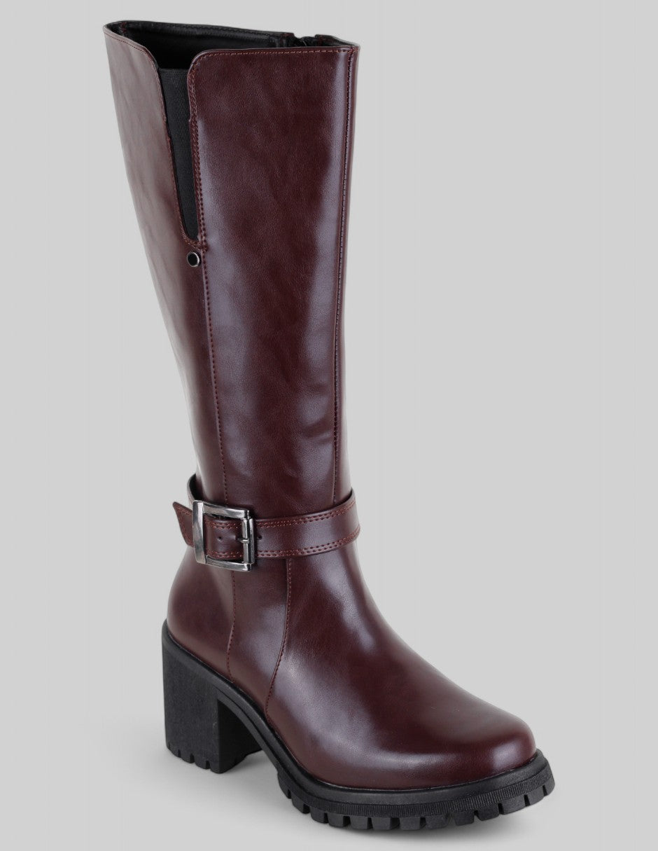Botas altas Exterior Piel vegana Color Vino Para Mujer De RBCOLLECTION