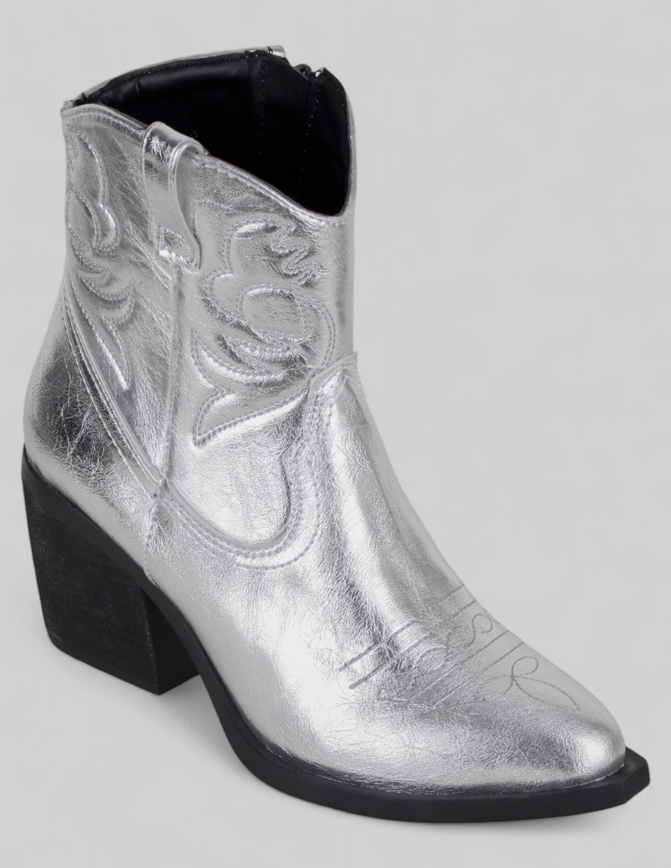 Botas tipo western Exterior Sintético Color Plata Para Mujer De RBCOLLECTION