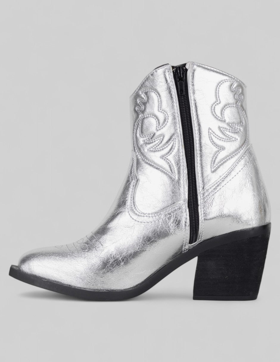 Botas tipo western West en Sintético – Plata