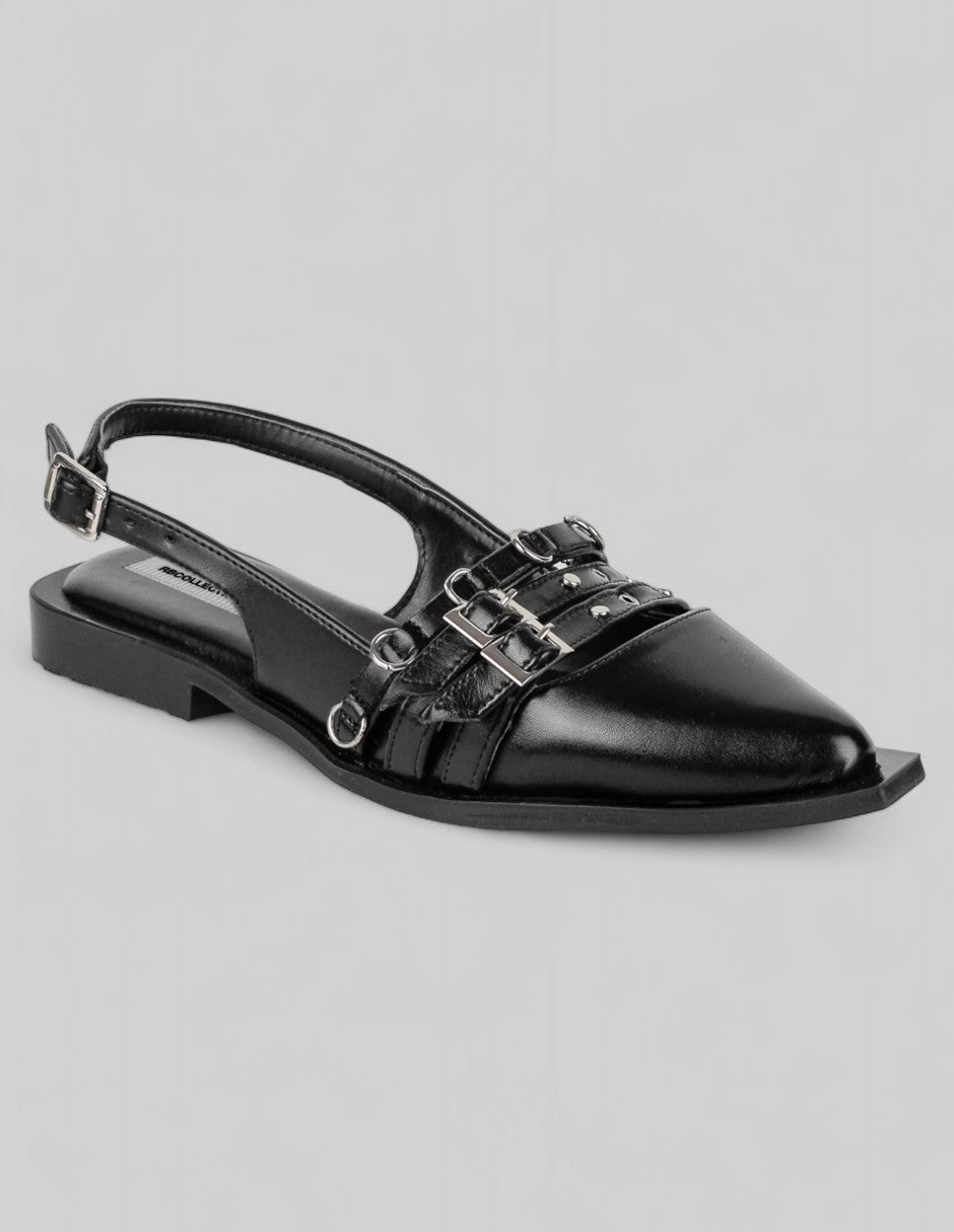 Flats puntales Exterior Piel vegana Color Negro Para Mujer De RBCOLLECTION