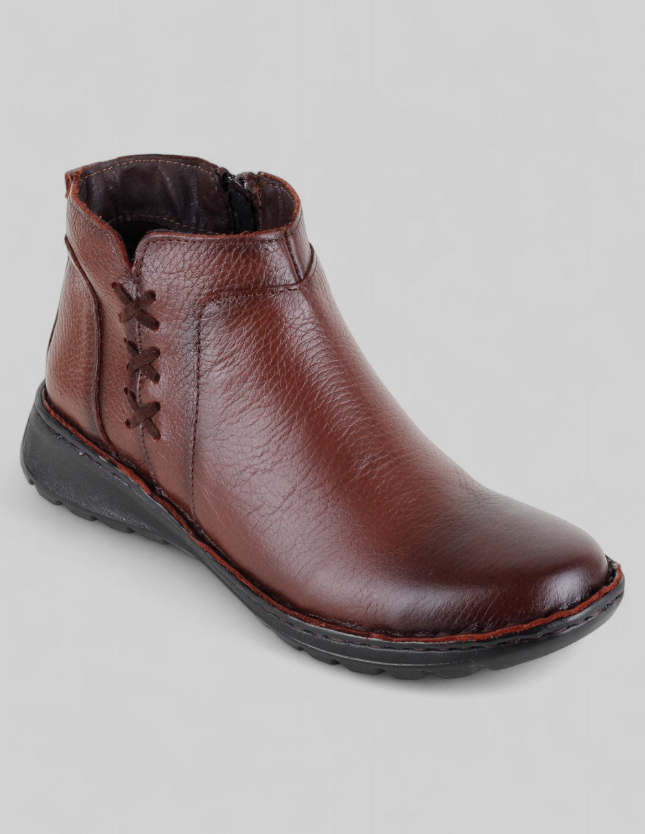 Botín con cuña Exterior Piel Color Café Para Mujer De RBCOLLECTION