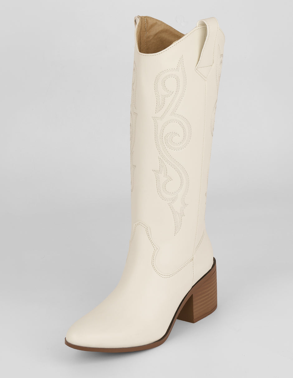 Botas tipo western West en Piel vegana – Blanco