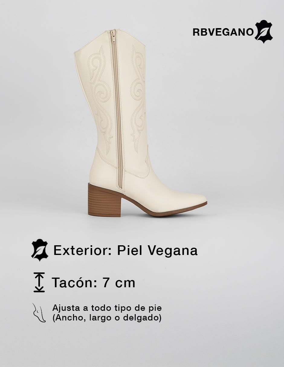Botas tipo western West en Piel vegana – Blanco