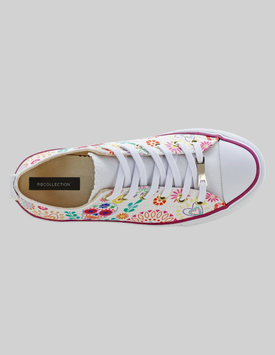 Tenis con cordones Calix en Textil – Blanco