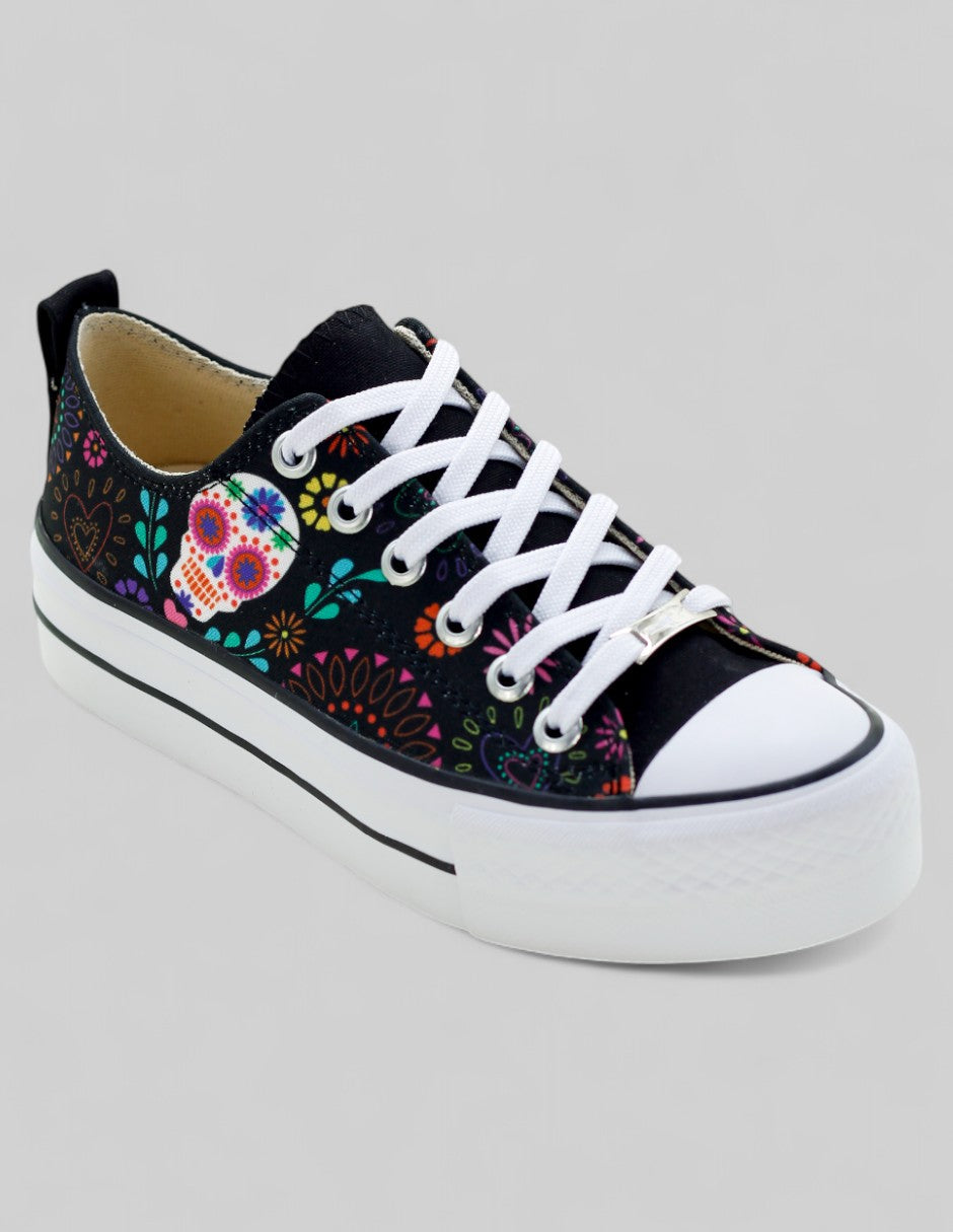 Tenis con cordones Exterior Textil Color Negro Para Mujer De RBCOLLECTION