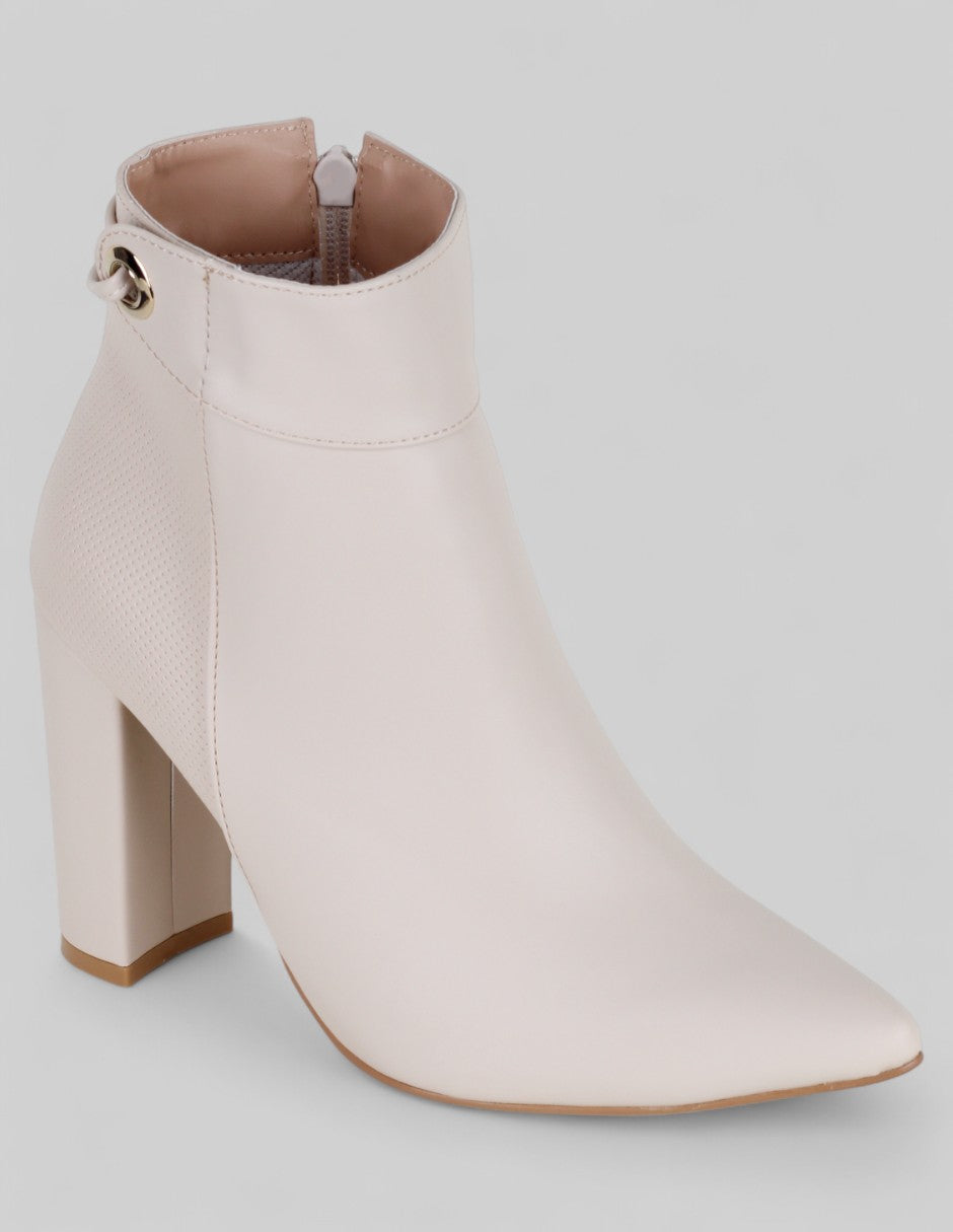 Botín con tacón Exterior Piel vegana Color Beige Para Mujer De RBCOLLECTION