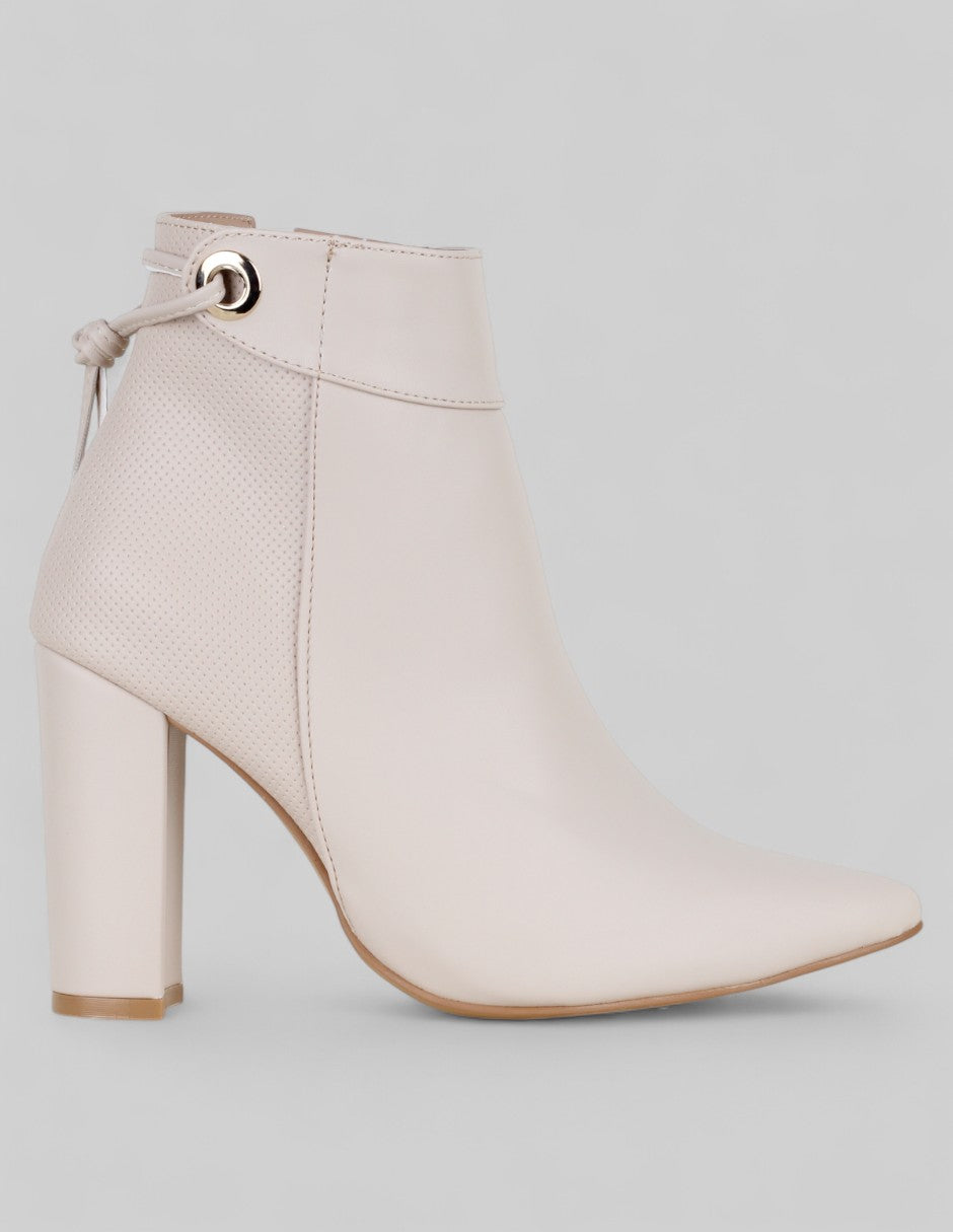 Botín con tacón Aurora en Piel vegana – Beige