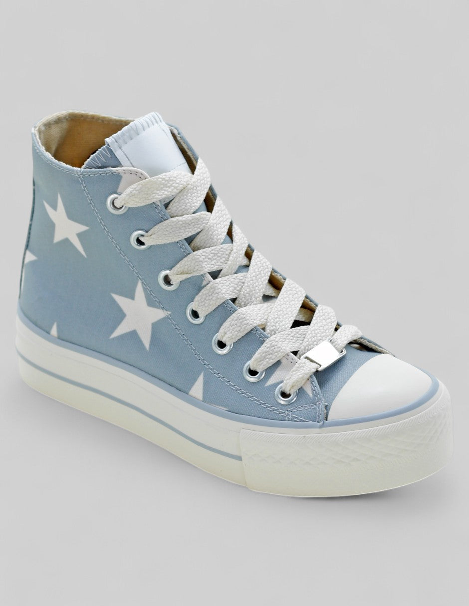 Tenis Botín Exterior Textil Color Azul Para Mujer De RBCOLLECTION