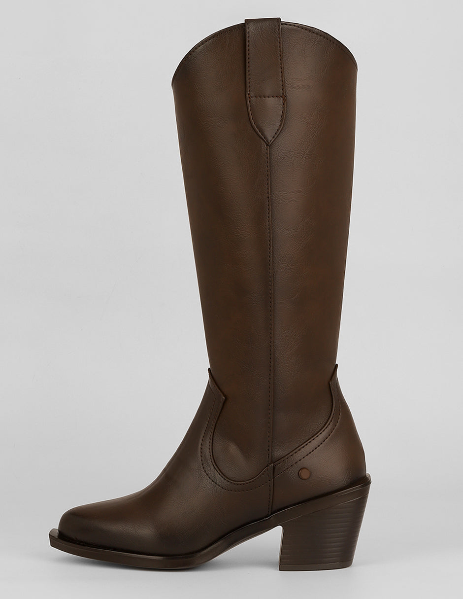 Botas altas Exterior Piel vegana Color Café Para Mujer De RBCOLLECTION