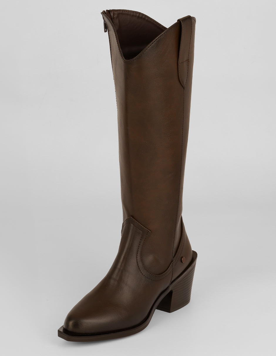 Botas altas West en Piel vegana – Café