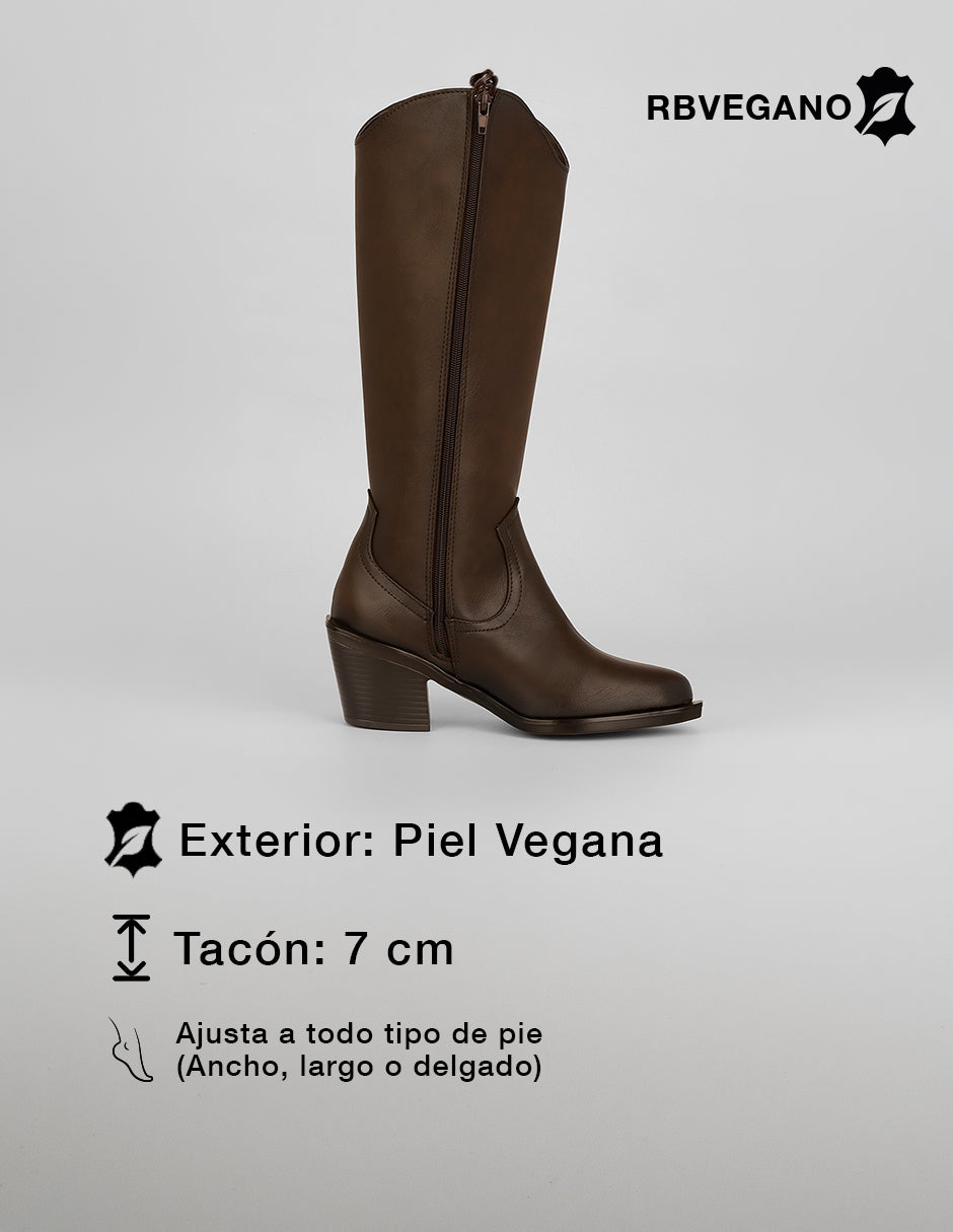 Botas altas West en Piel vegana – Café