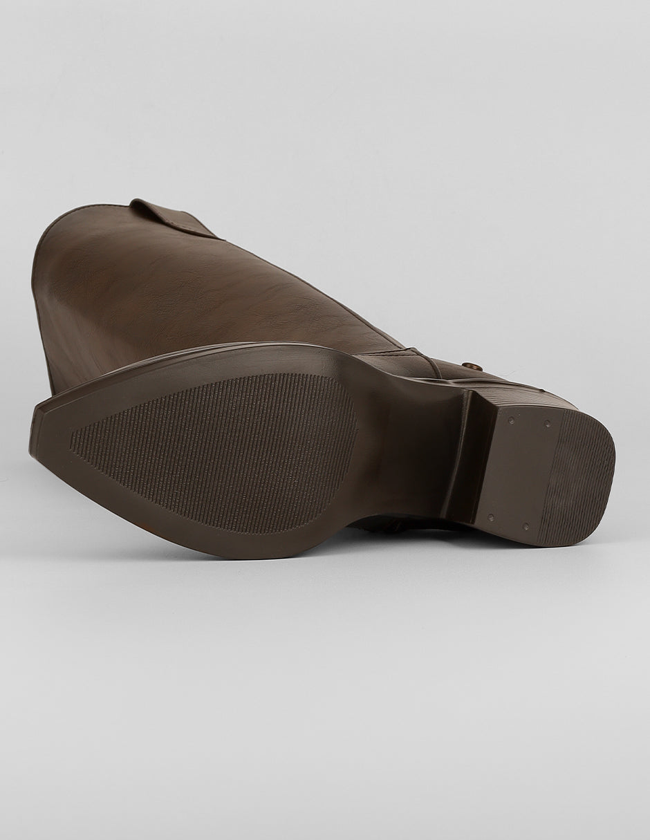 Botas altas West en Piel vegana – Café