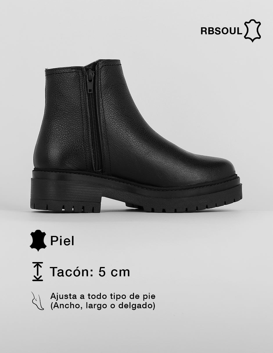 Botín con tacón Bike en Piel – Negro