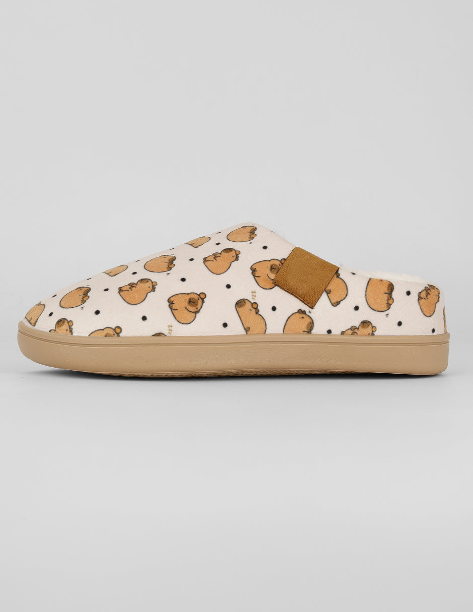 Pantuflas Exterior Textil Color Beige Para Mujer De RBBASICS