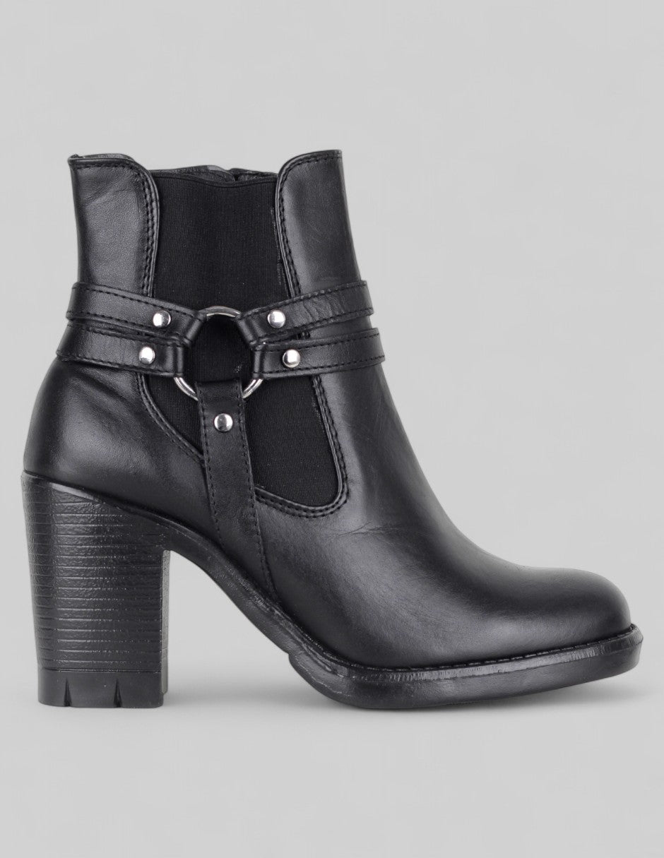 Botín con tacón Hand made en Piel – Negro