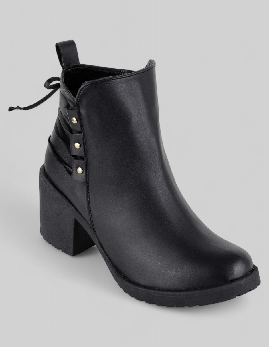 Botín con tacón Exterior Piel vegana Color Negro Para Mujer De RBCOLLECTION