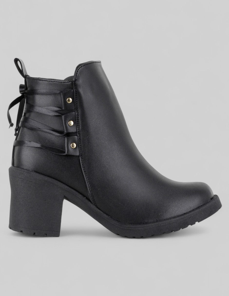 Botín con tacón Aurora en Piel vegana – Negro