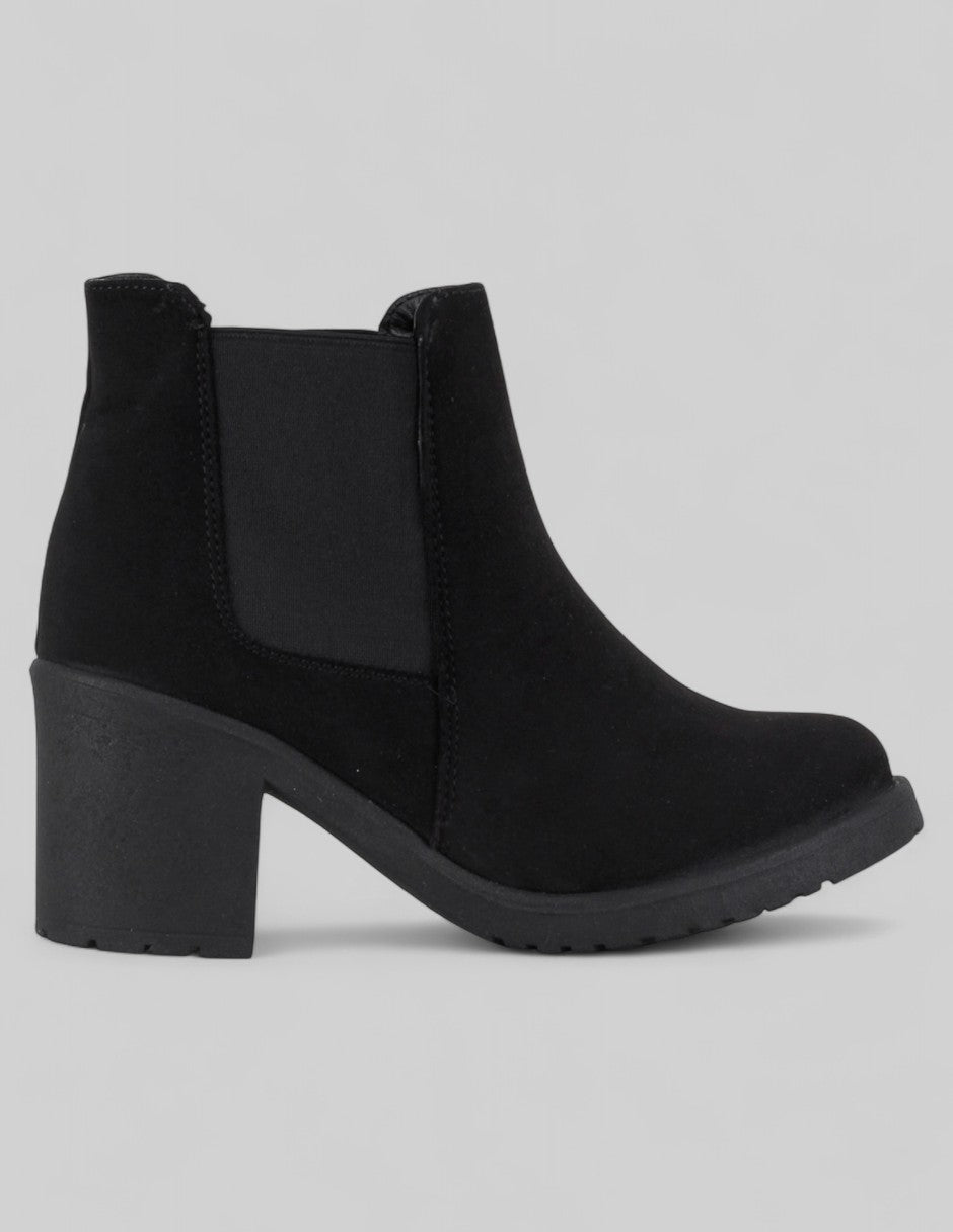 Botín con tacón Aurora en Textil – Negro