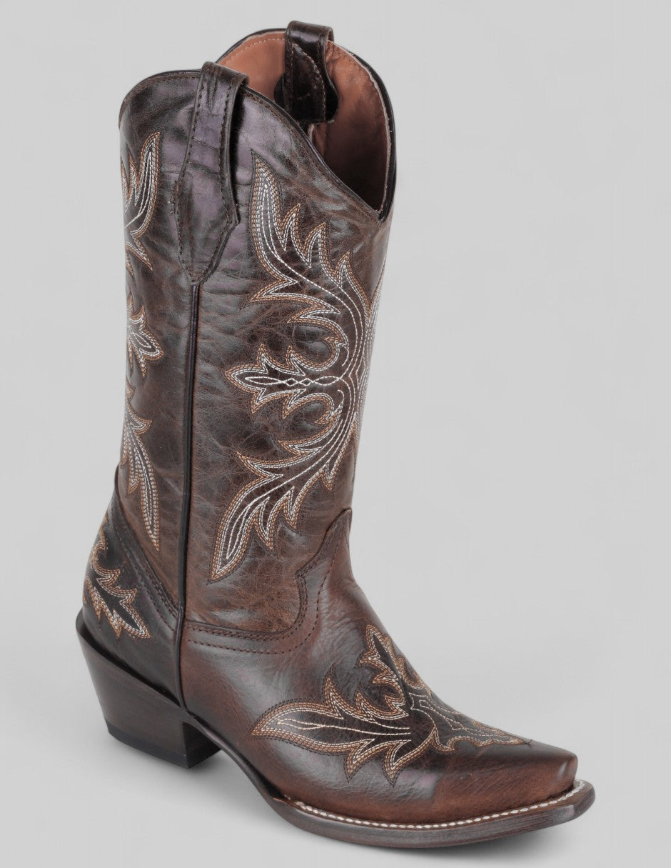 Botas tipo western Exterior Piel Color Café Para Mujer De RBCOLLECTION