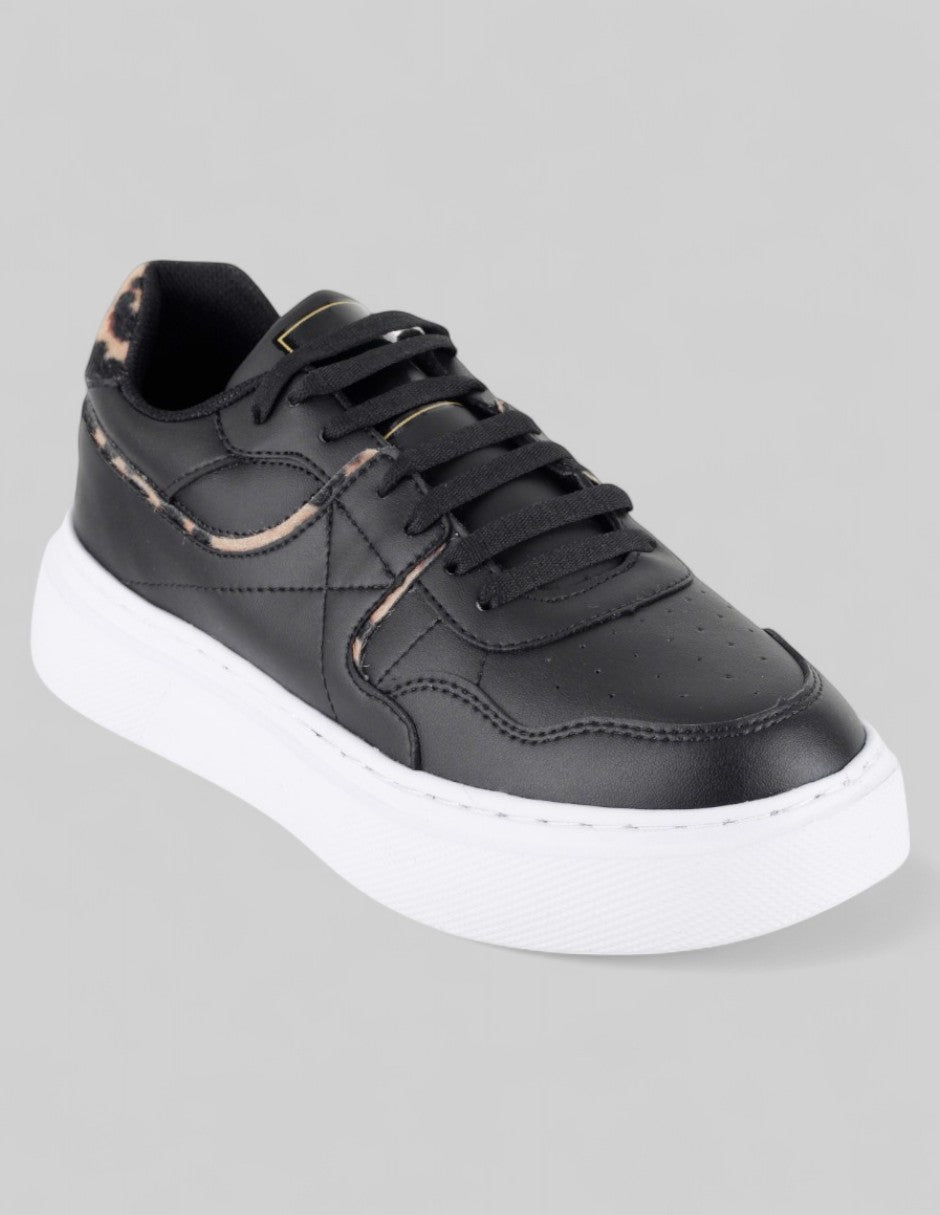 Tenis con cordones Exterior Piel vegana Color Negro Para Mujer De RBCOLLECTION