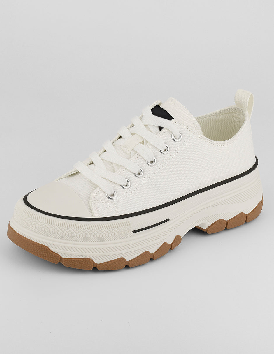 Tenis con cordones  Play en Textil – Blanco