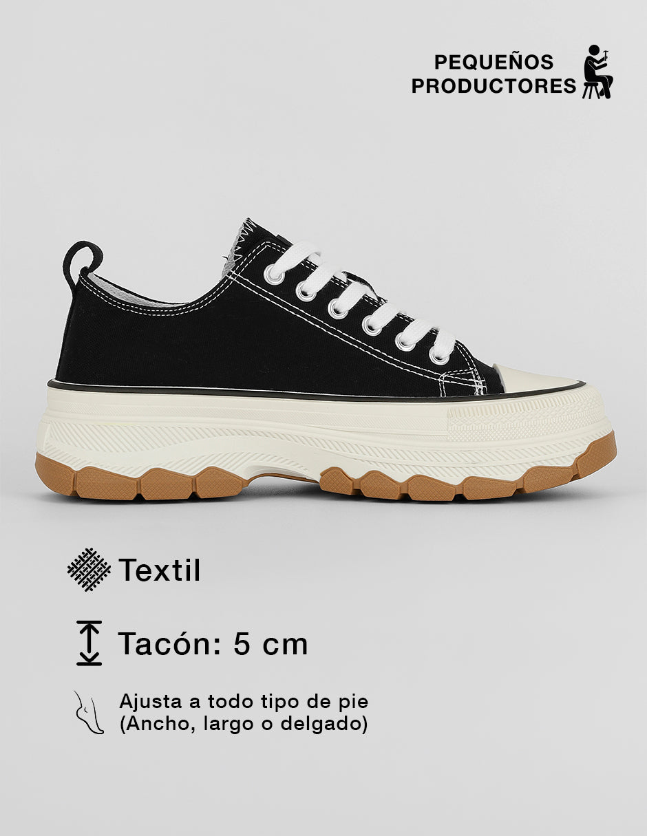 Tenis con cordones  Play en Textil – Negro