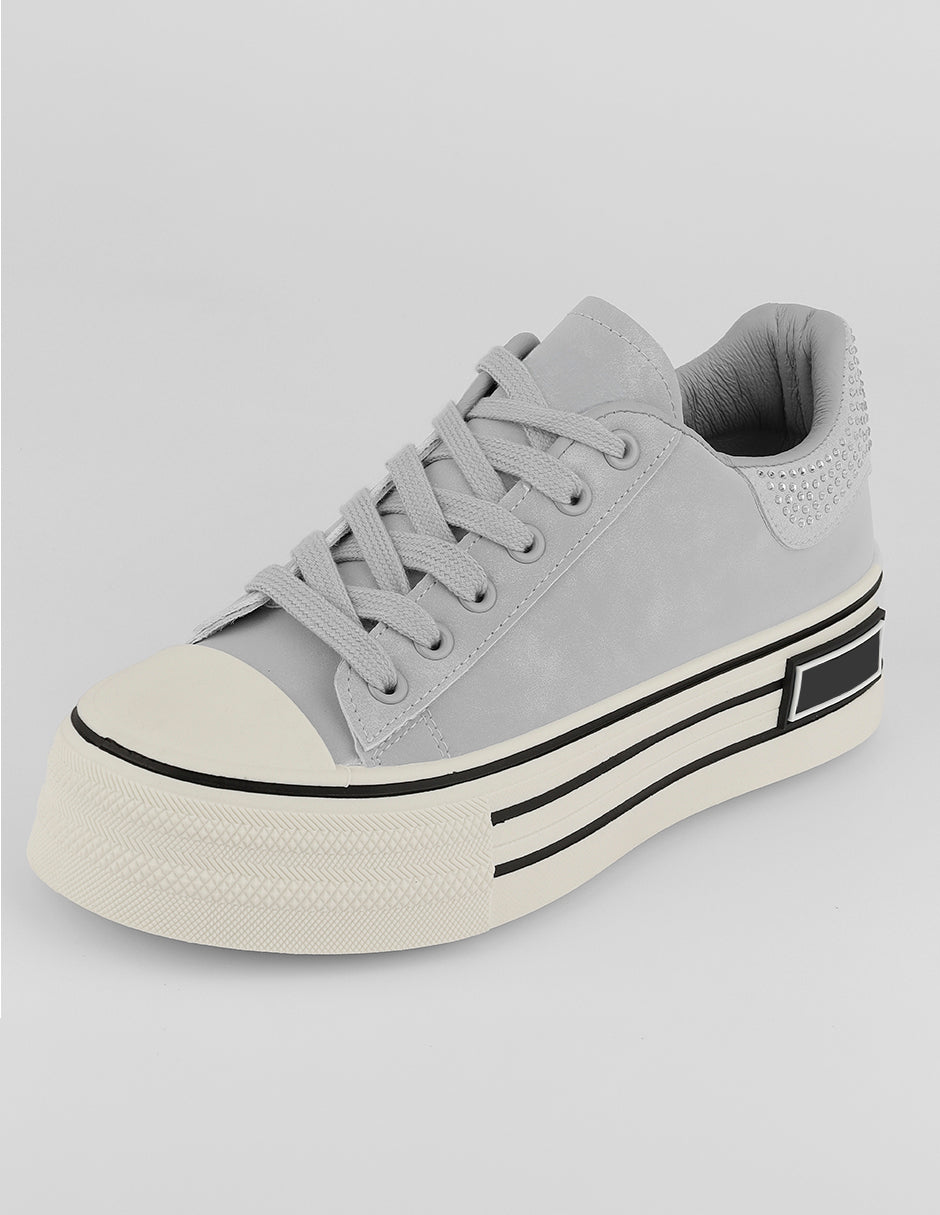 Tenis con cordones  Play en Piel vegana – Gris