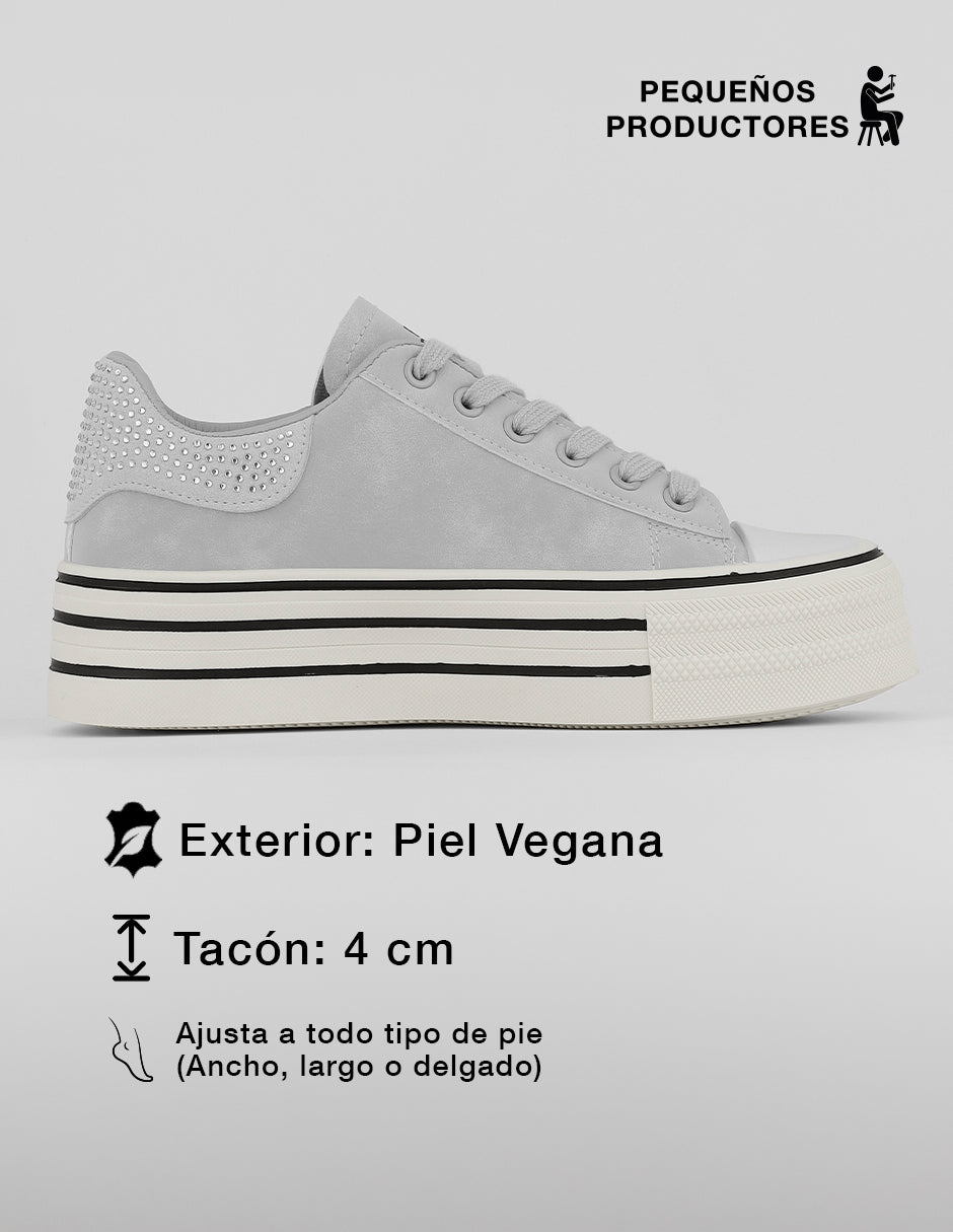 Tenis con cordones  Play en Piel vegana – Gris