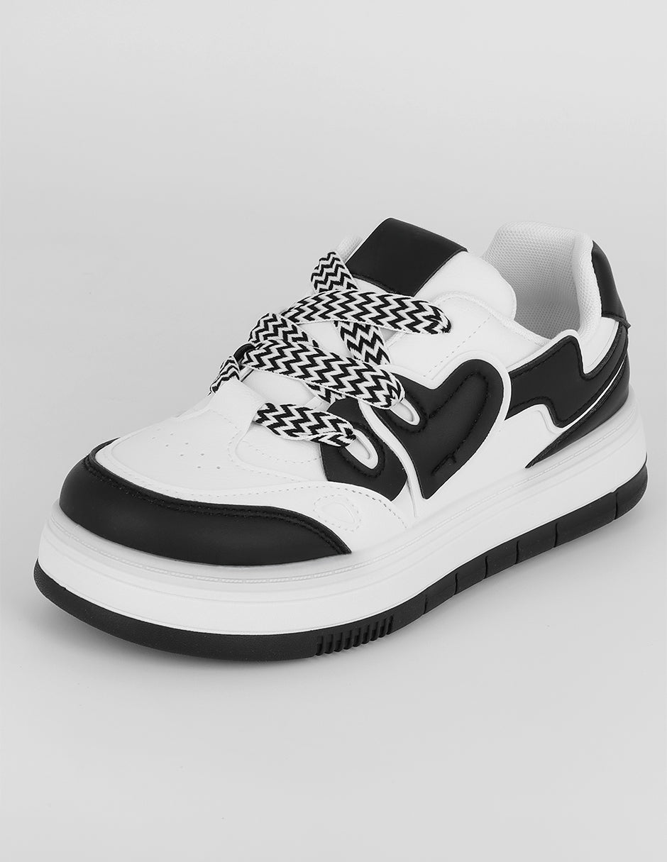 Tenis con cordones  Urban  en Piel vegana – Blanco