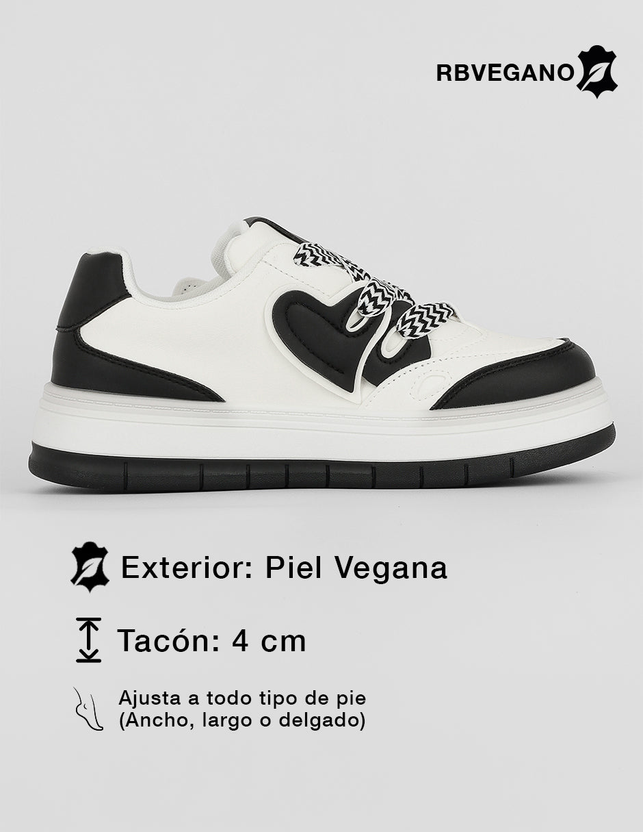 Tenis con cordones  Urban  en Piel vegana – Blanco