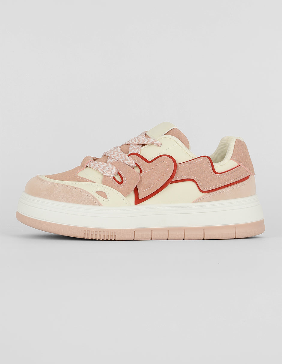 Tenis con cordones Exterior Piel vegana Color Rosa Para Mujer De RBCOLLECTION