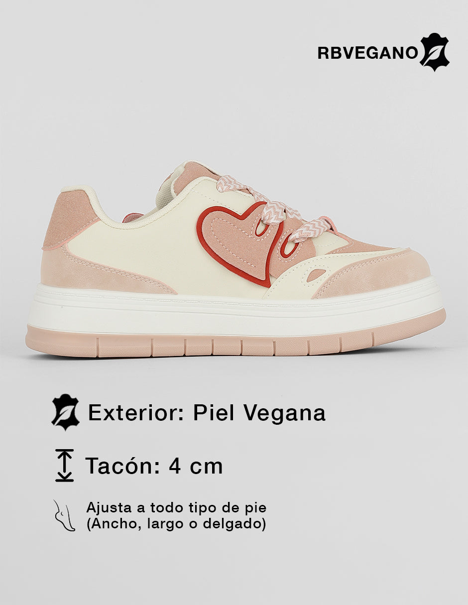 Tenis con cordones  Urban  en Piel vegana – Rosa