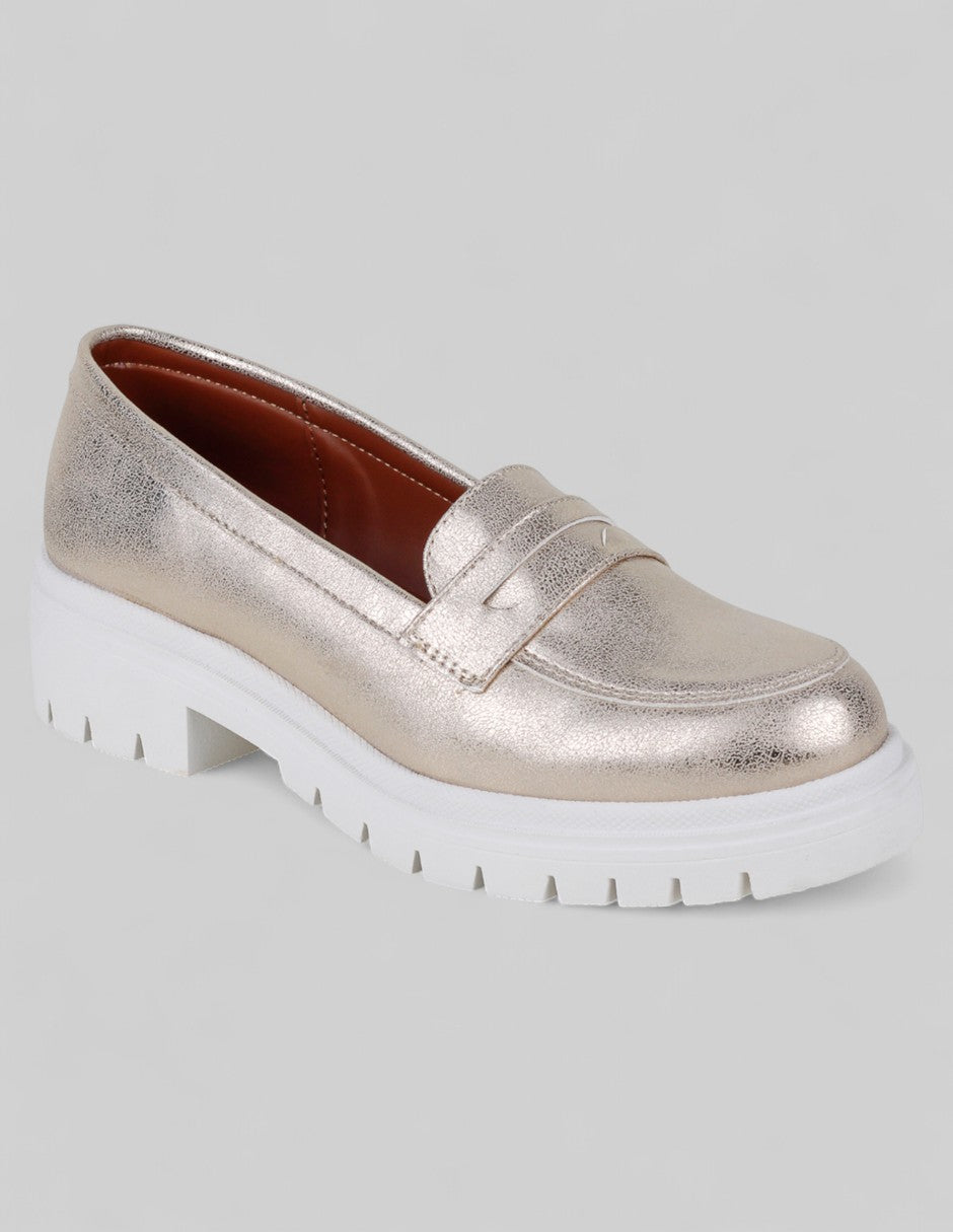 Mocasines Exterior Sintético Color Dorado Para Mujer De RBCOLLECTION