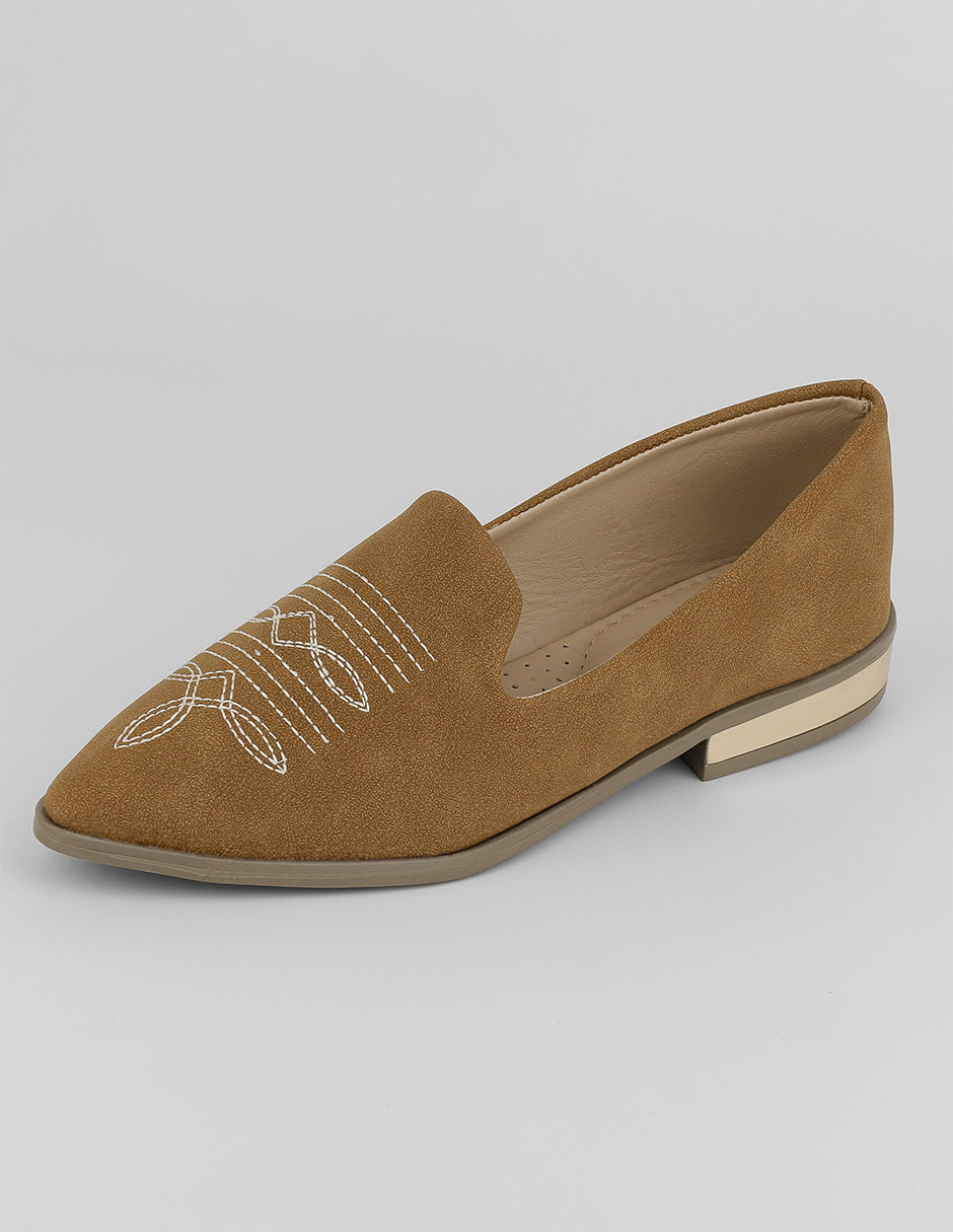 Flats puntales Soft en Piel vegana – Café