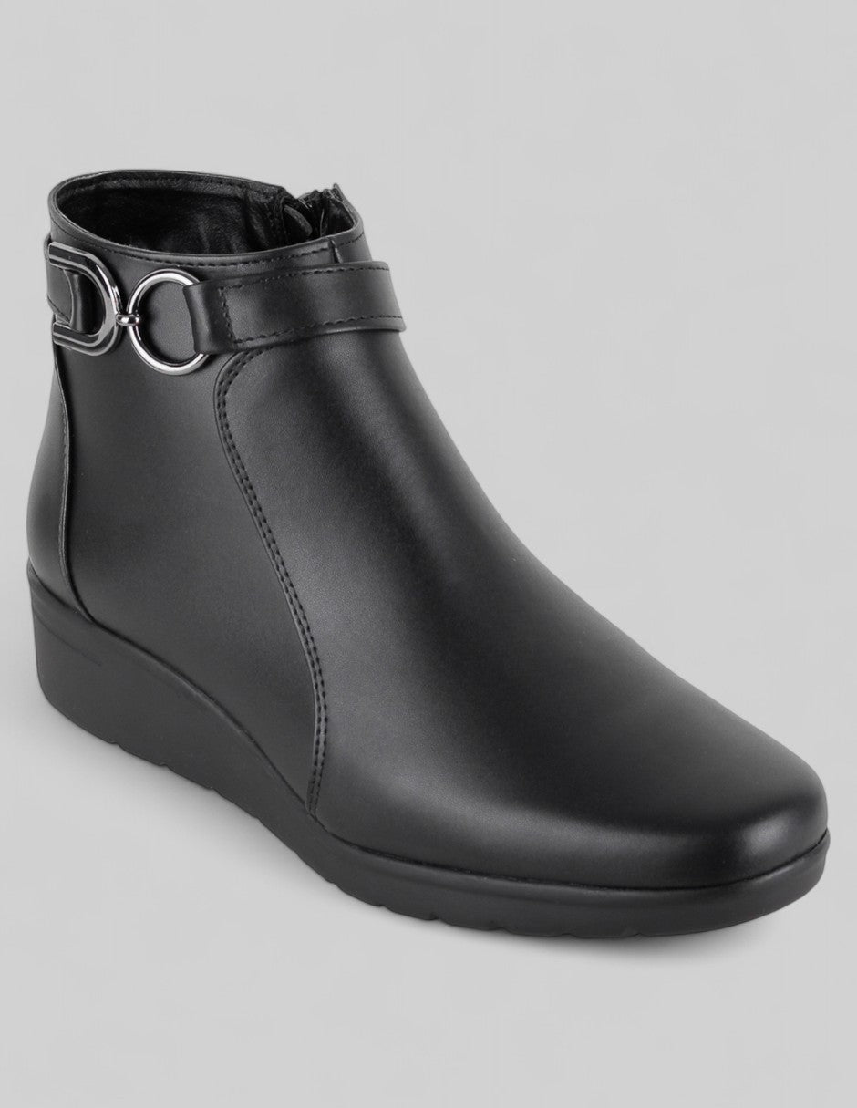 Botín con cuña Exterior Piel vegana Color Negro Para Mujer De RBCOLLECTION