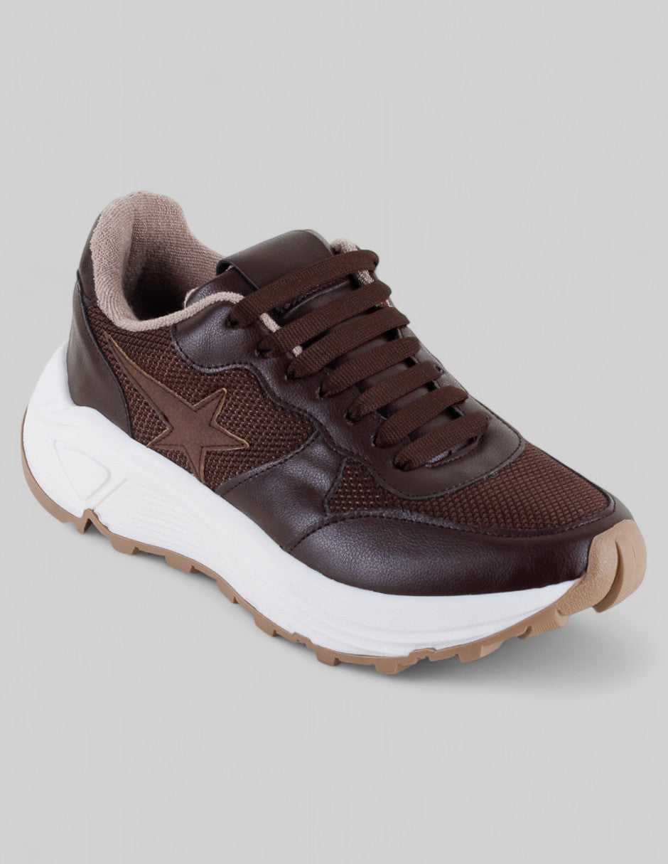 Tenis tipo deportivo Exterior Textil Color Café Para Mujer De RBCOLLECTION