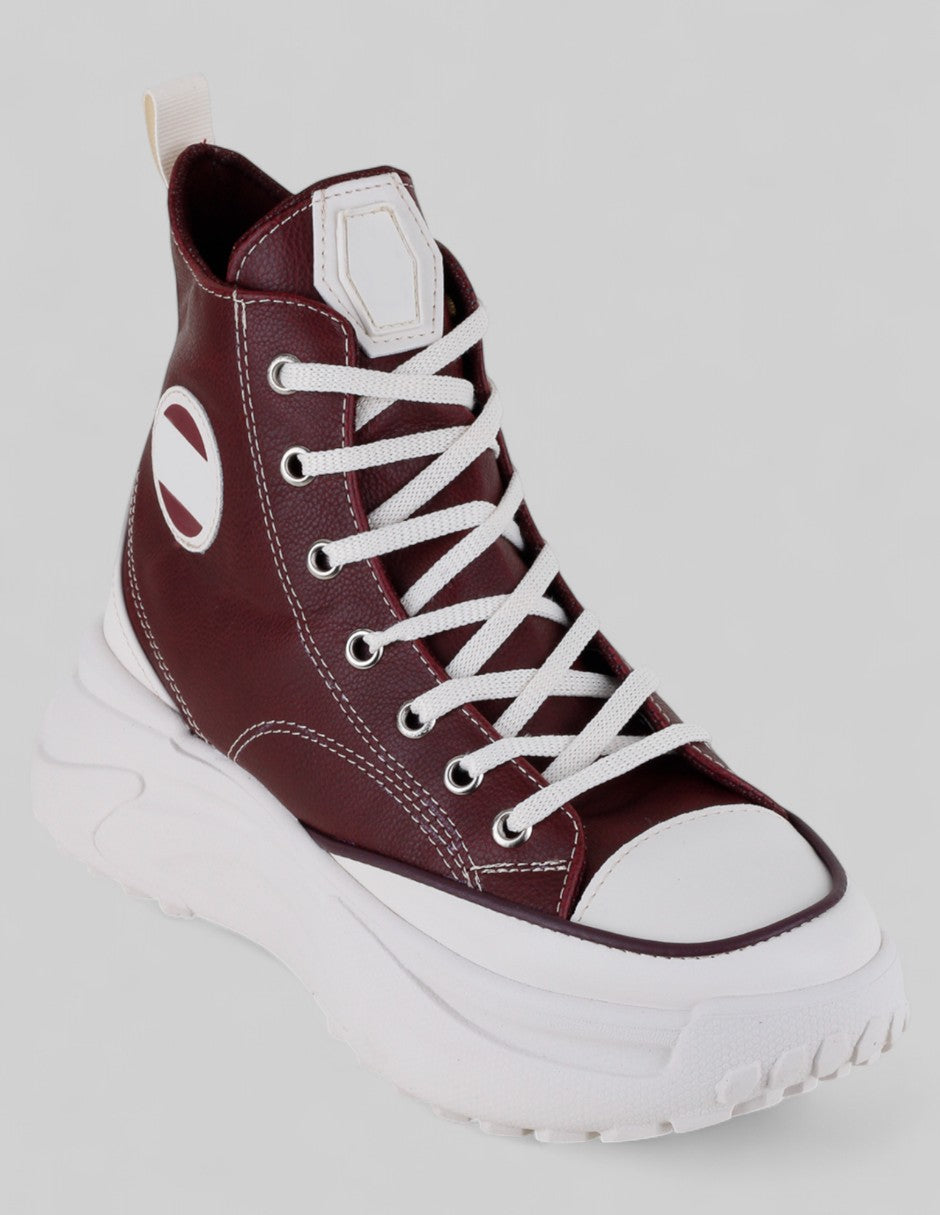 Tenis Botín Exterior Piel vegana Color Rojo Para Mujer De RBCOLLECTION