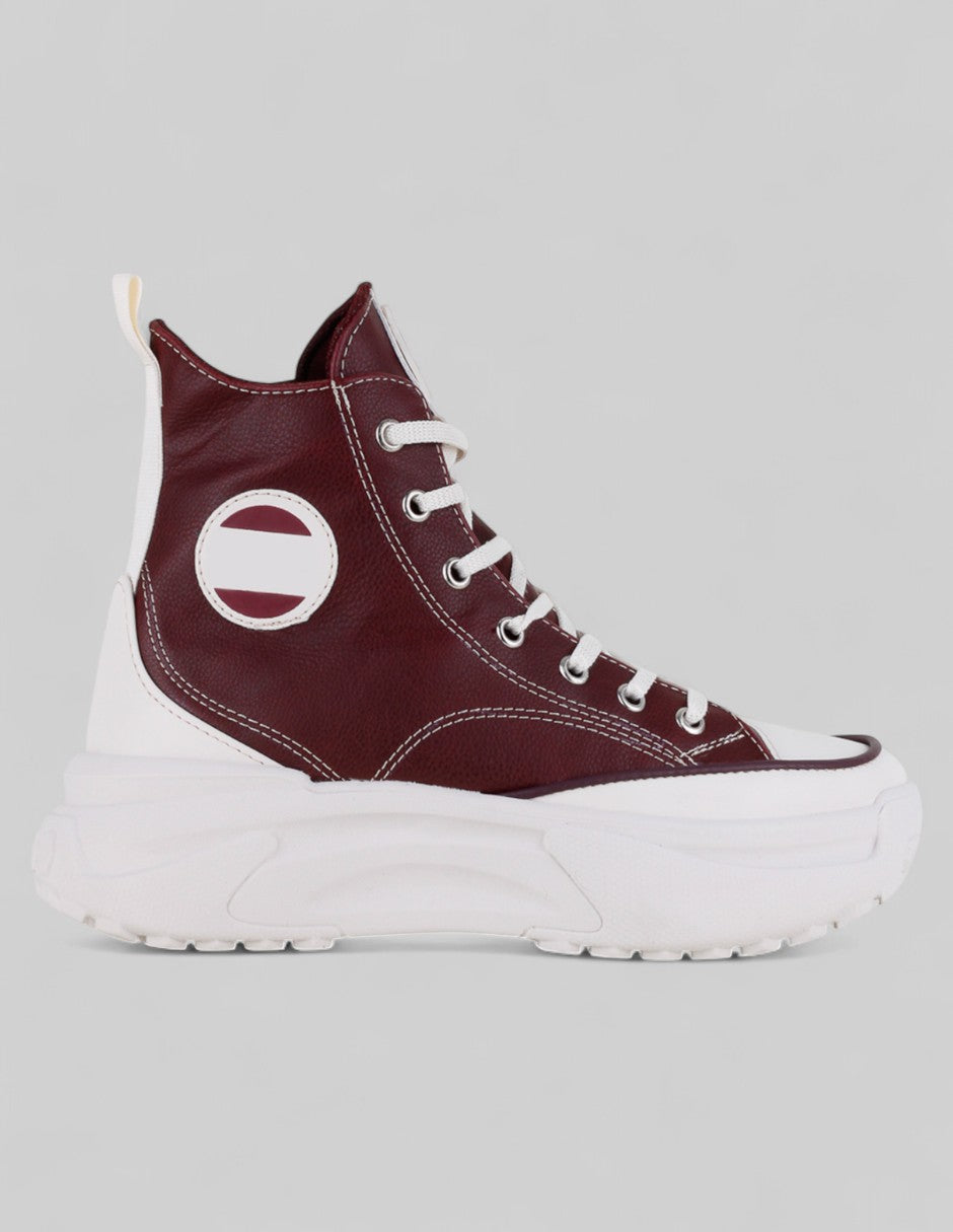 Tenis botín Italia en Piel vegana – Rojo