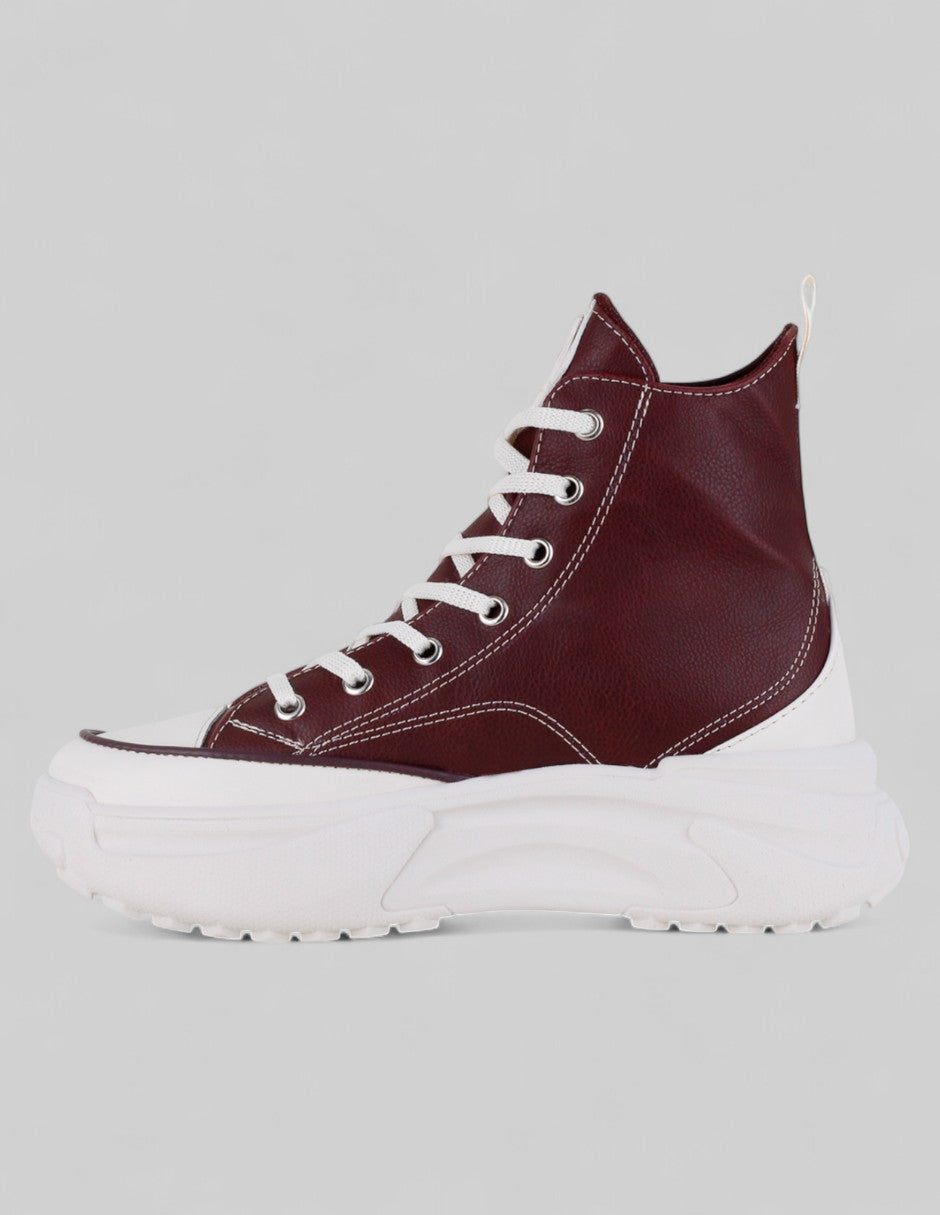 Tenis botín Italia en Piel vegana – Rojo