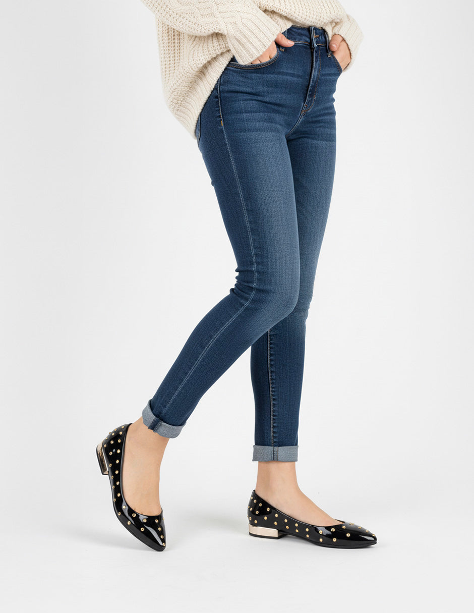 Flats puntales Onne en Charol – Negro