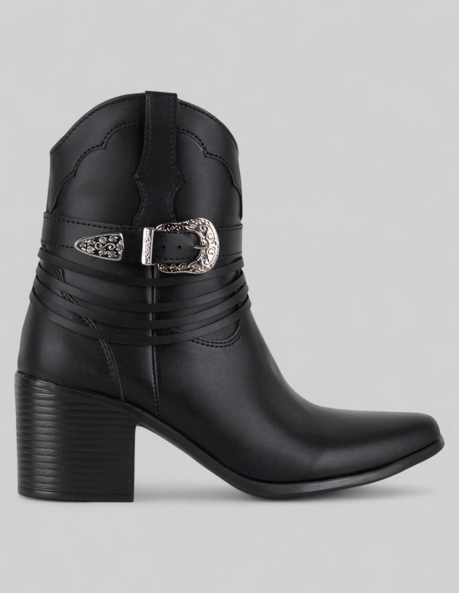 Botas tipo western West en Piel vegana – Negro
