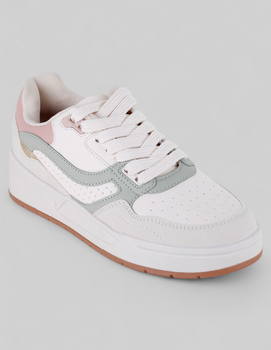 Tenis con cordones Exterior Piel vegana Color Beige Para Mujer De RBCOLLECTION