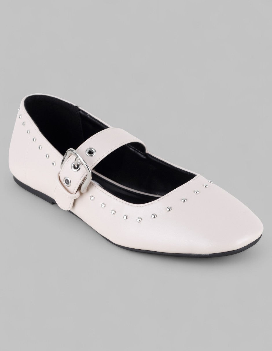 Mary jane Exterior Piel vegana Color Beige Para Mujer De RBCOLLECTION